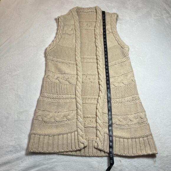 Women's Sleeveless Open Front Cable Knit Vest Duster Cardigan Size Med Casual - Picture 4 of 4